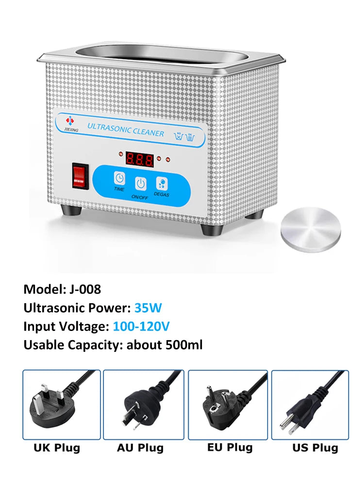 800ml Ultrasonic Cleaner 40kHz with Timer for Jewelry