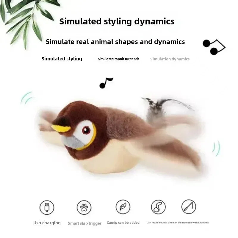 Hot Cat Interactive Toys Catnip Electric Pat Bird USB Rechargeable