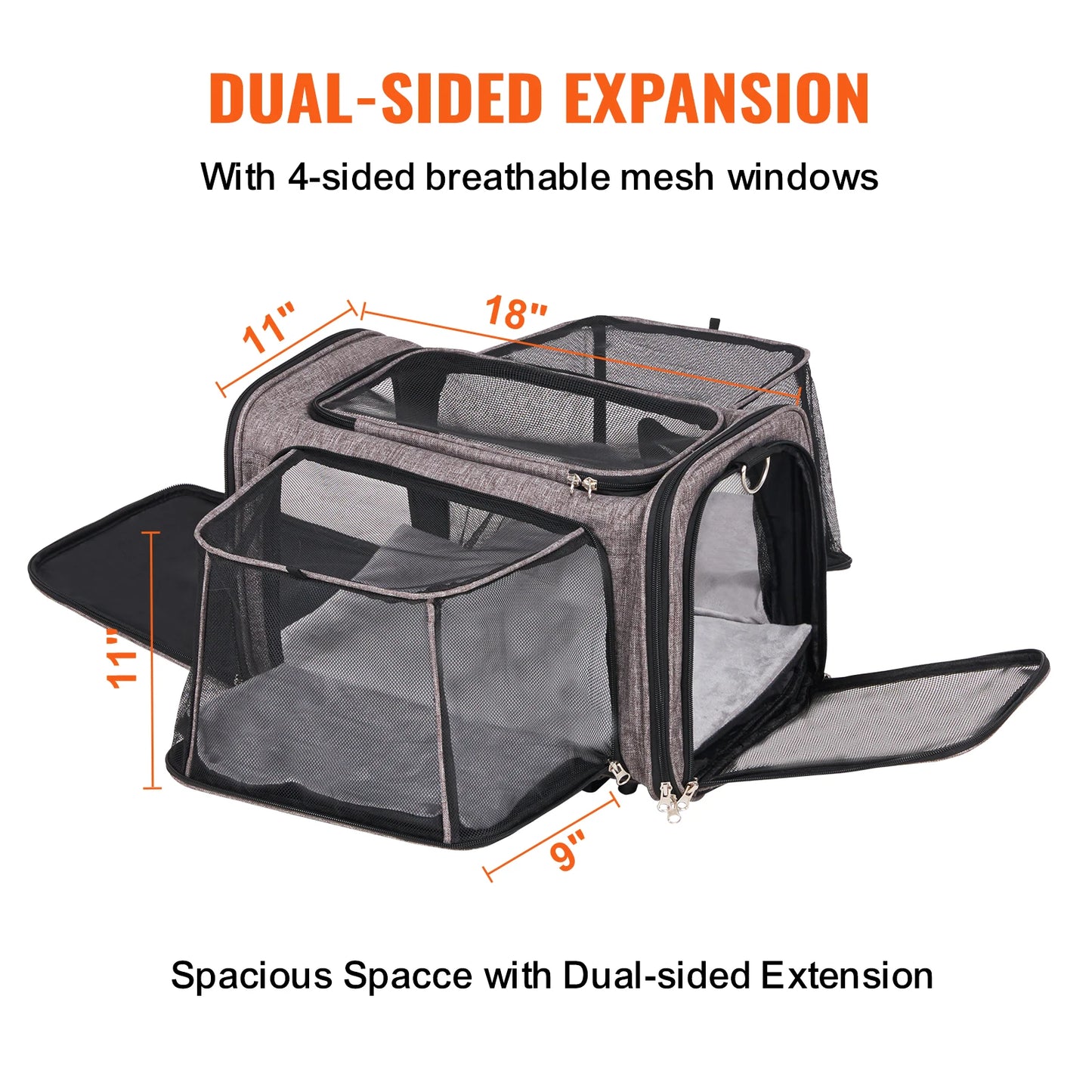 Dog/ cat Carry Backpack with Telescopic Handle Wheels and Shoulder Strap