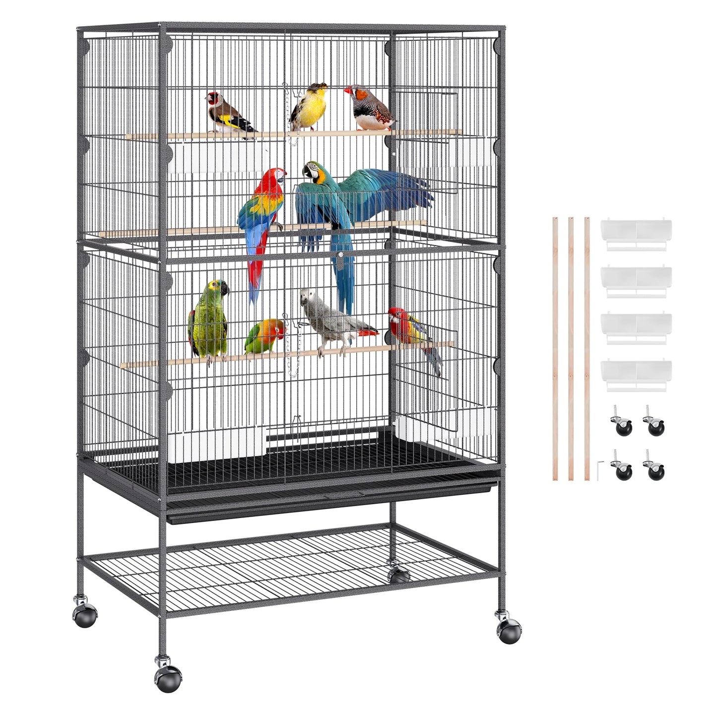 52inch Carbon Steel Flight Bird Cage for Parakeets/Cockatiels/Parrots/Macaw with Rolling Stand