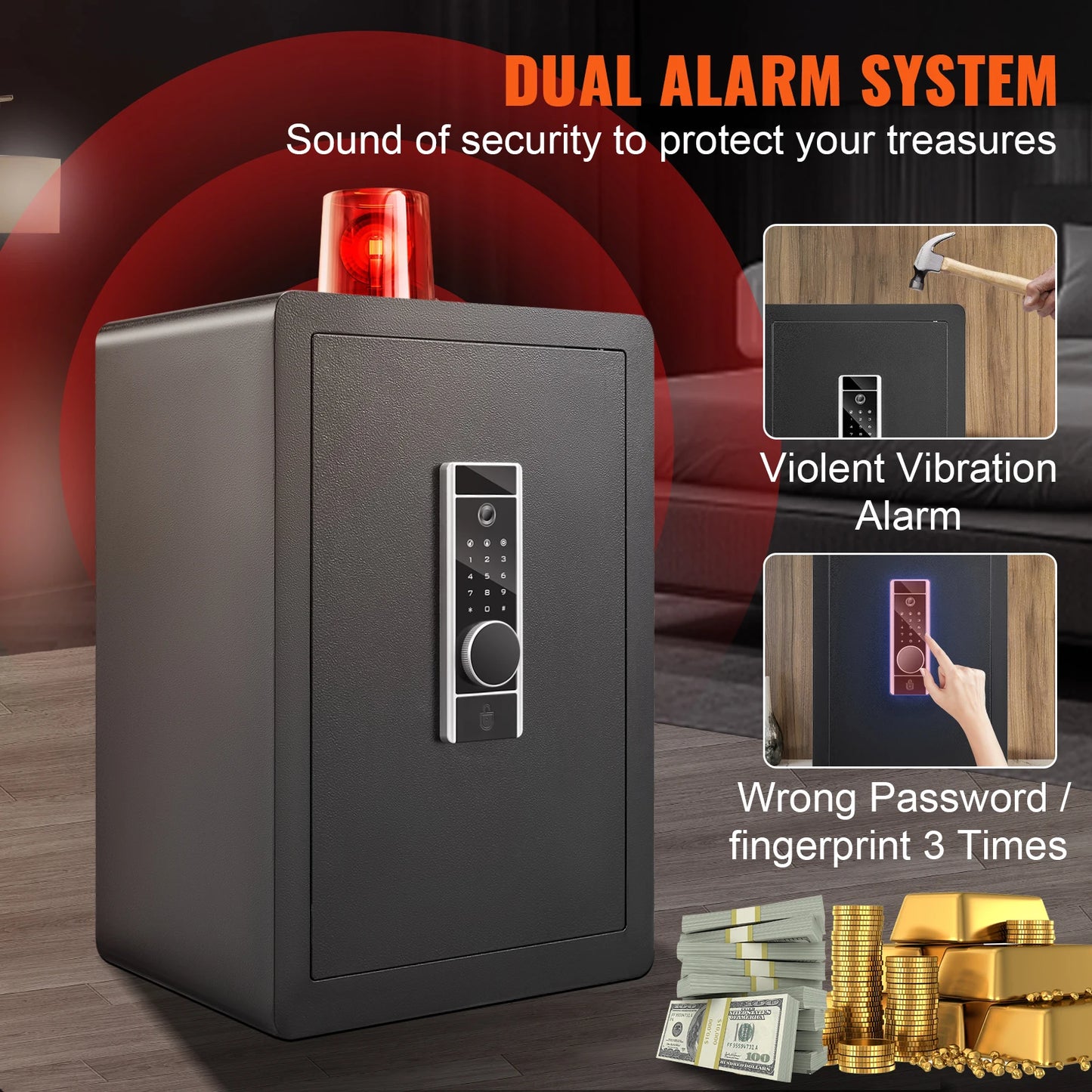 VEVOR Electric Safe 2.2/1.8 Cubic Feet Fingerprint Security Cabinet