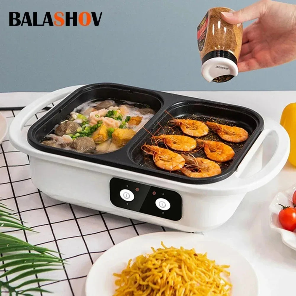 2 In 1 Electric Grill And Hot Pot Nonstick Shabu Shabu Pot