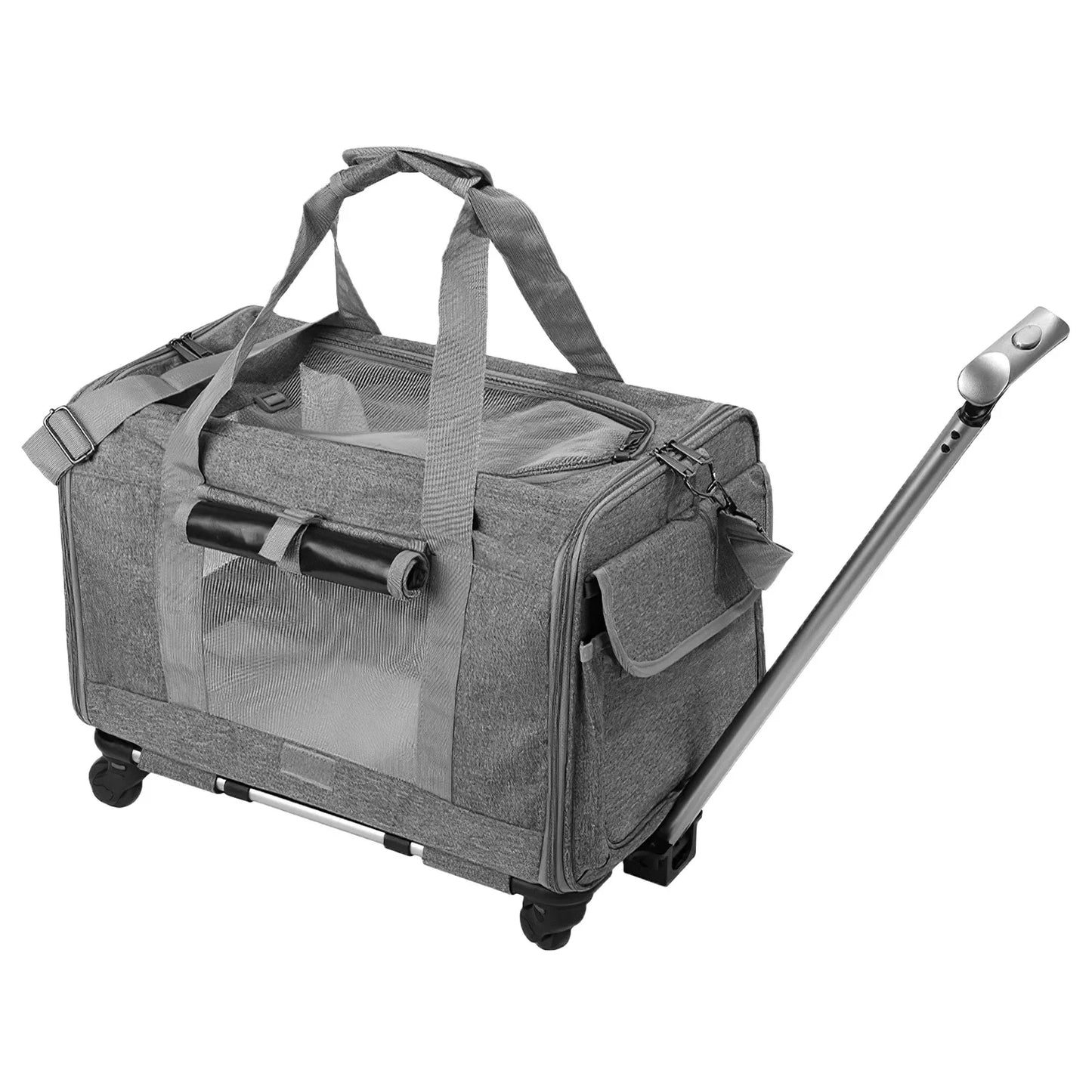 Cat Dog Carrier with Wheels Airline Approved Rolling Pet Carrier