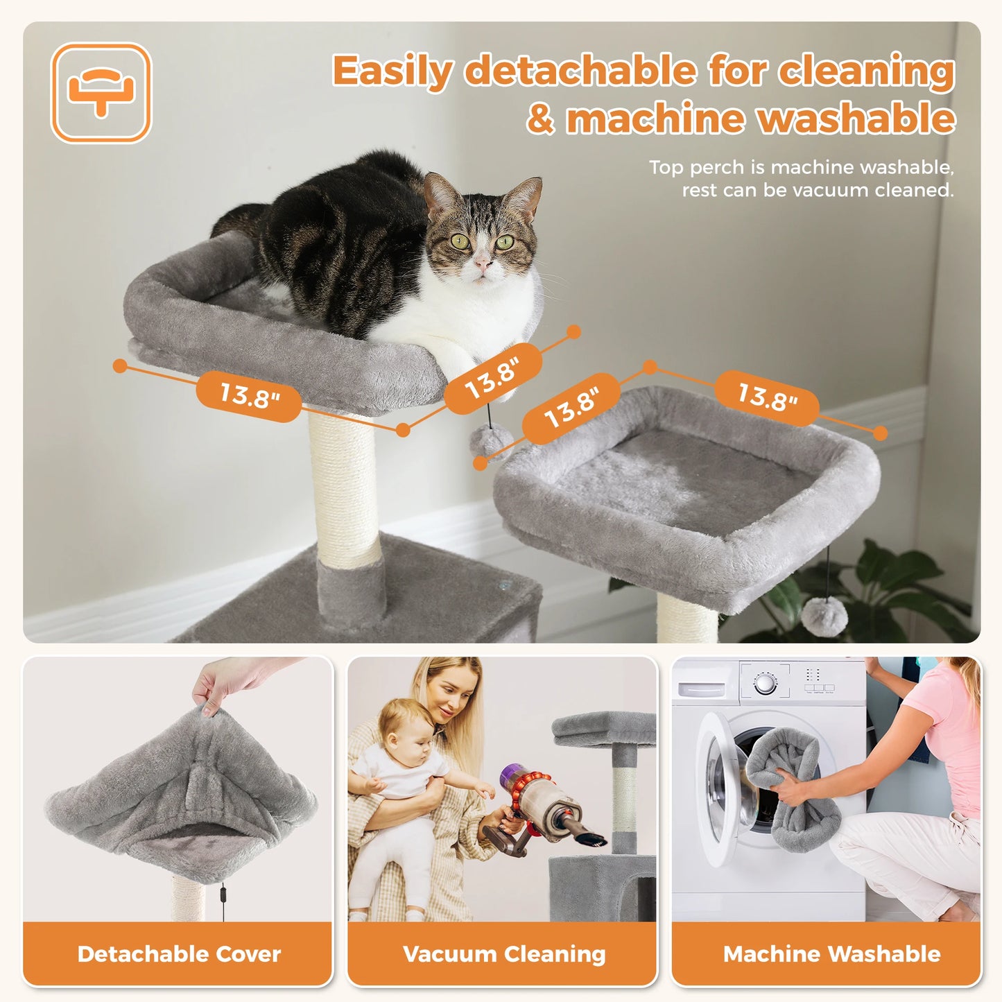 Multi-Level Plush Cat Condo with Scratching Posts Scratching Boards Perches Caves