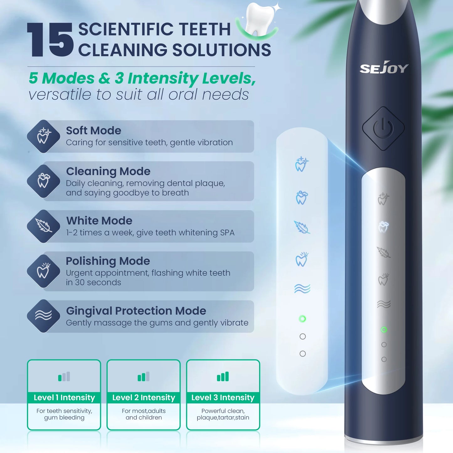 -1 Electric Toothbrush with 10 pcs Replacement Heads /Rechargeable& Waterproof