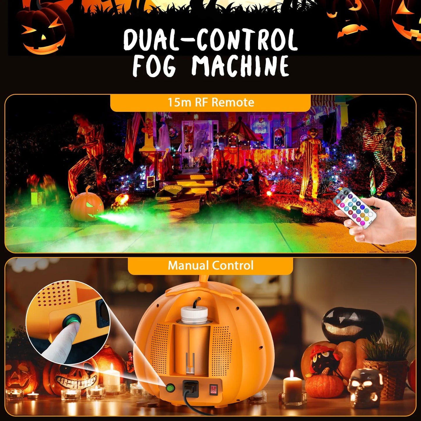 Fieryzeal 800W Halloween Fog Machine with RGB LED Lights