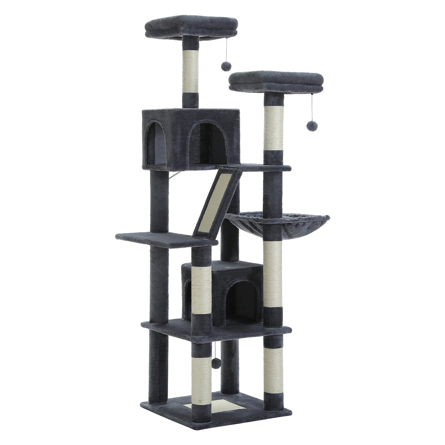 Multi-Level Plush Cat Condo with Scratching Posts Scratching Boards Perches Caves