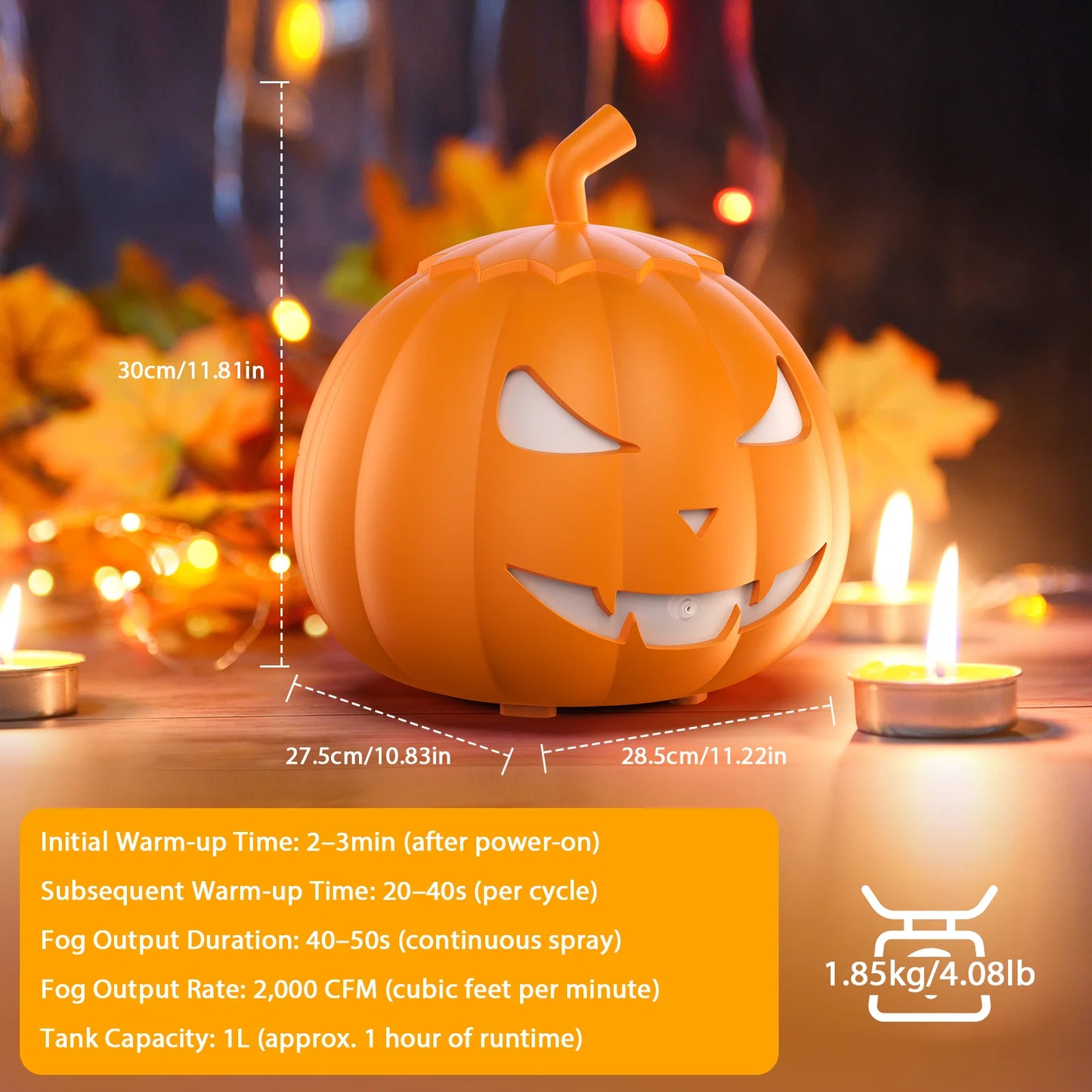 Fieryzeal 800W Halloween Fog Machine with RGB LED Lights