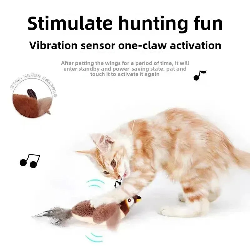 Hot Cat Interactive Toys Catnip Electric Pat Bird USB Rechargeable