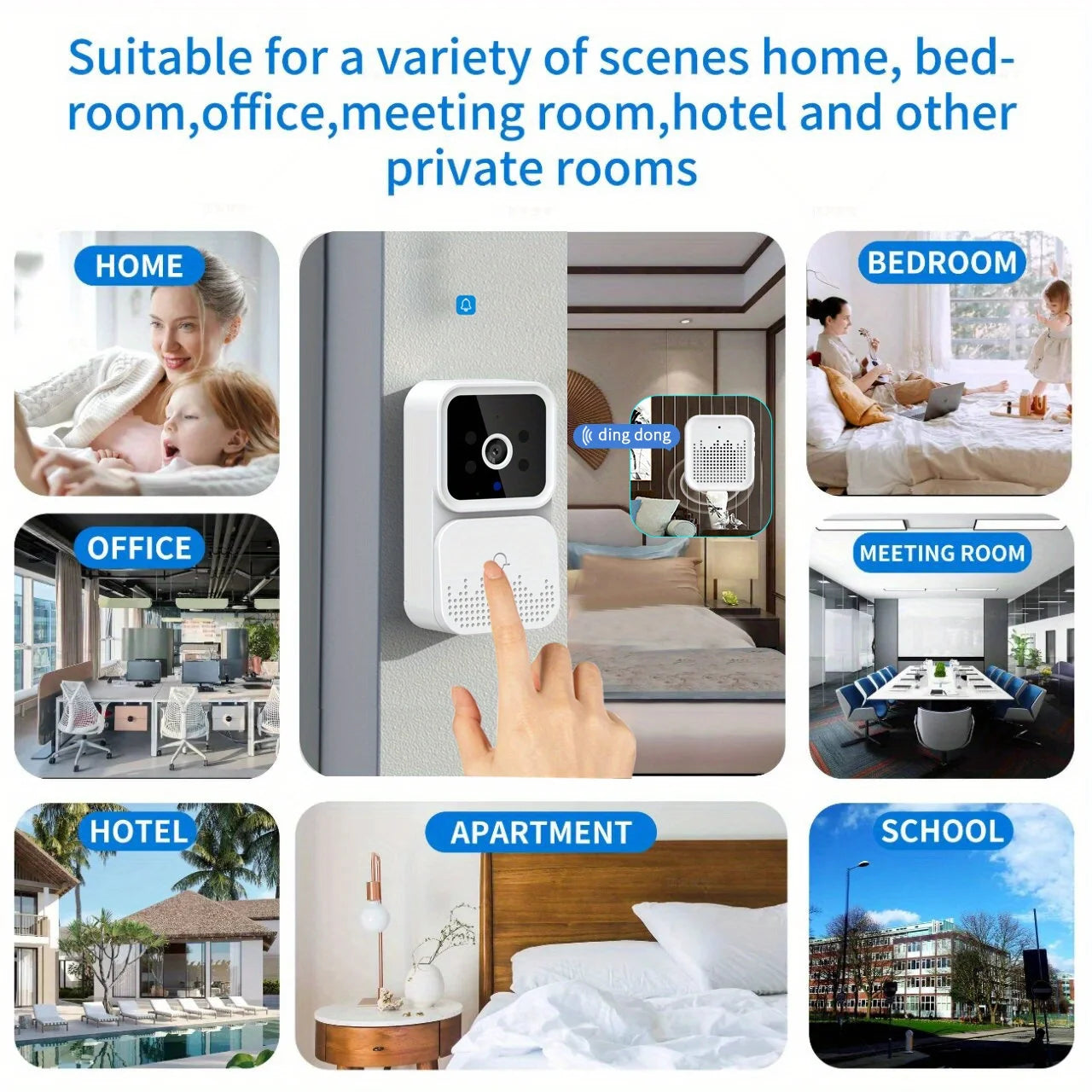 Wireless smart video doorbell 2.4GWiFi, 2-channel audio, night vision