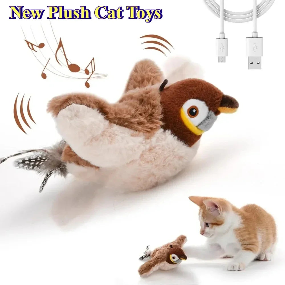 Hot Cat Interactive Toys Catnip Electric Pat Bird USB Rechargeable
