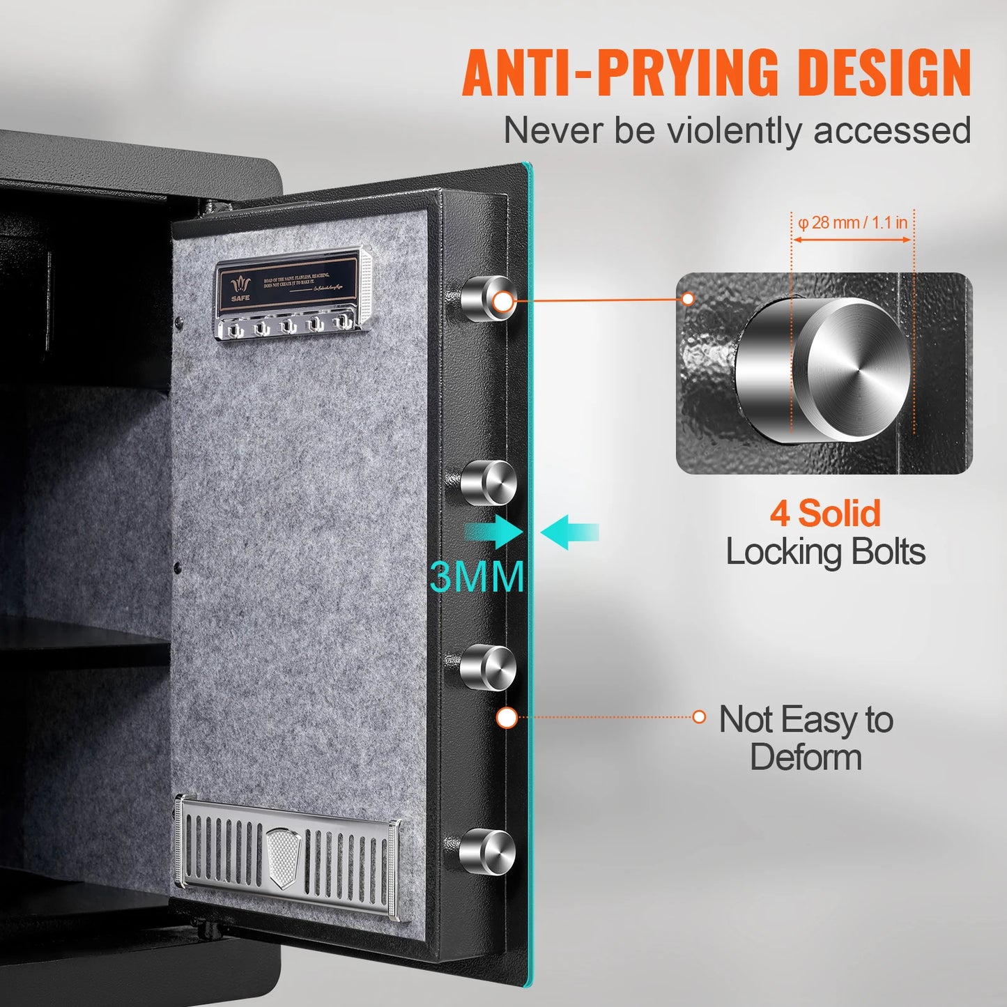 VEVOR Electric Safe 2.2/1.8 Cubic Feet Fingerprint Security Cabinet