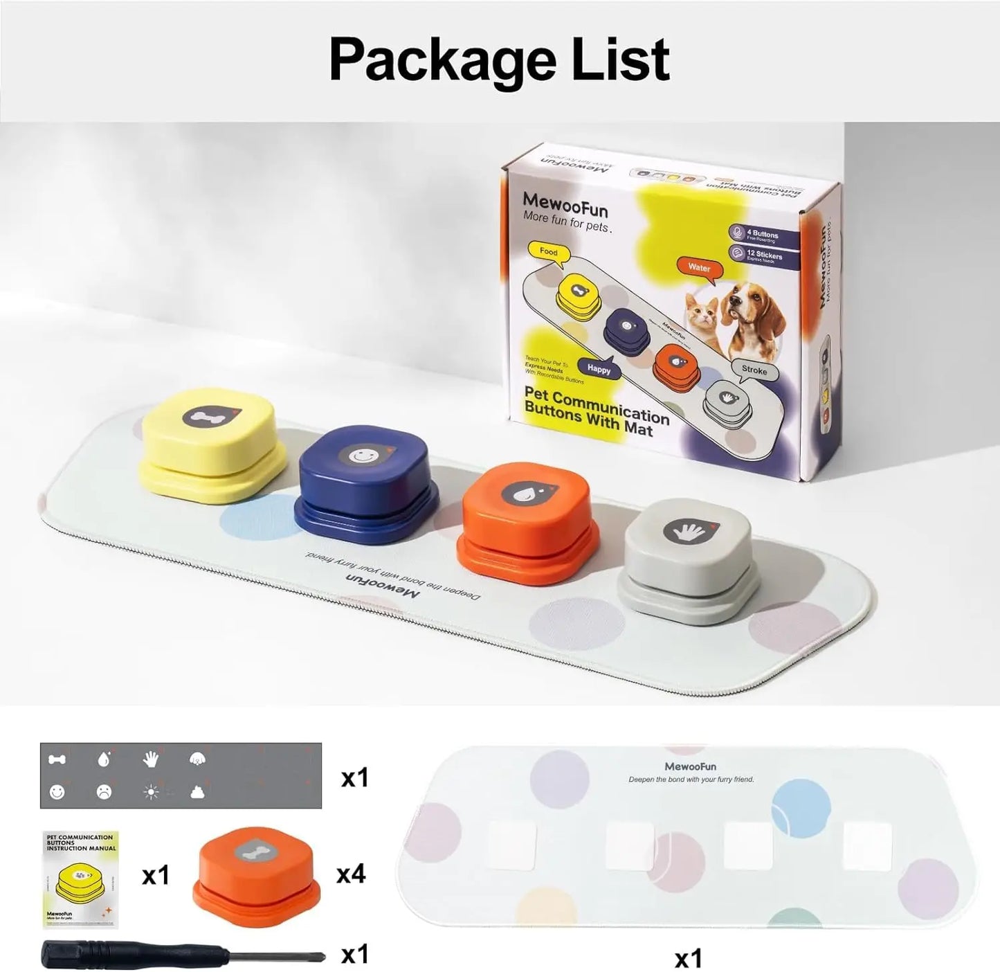 Mewoofun Voice Recording Button Pet Toys for Dog Training