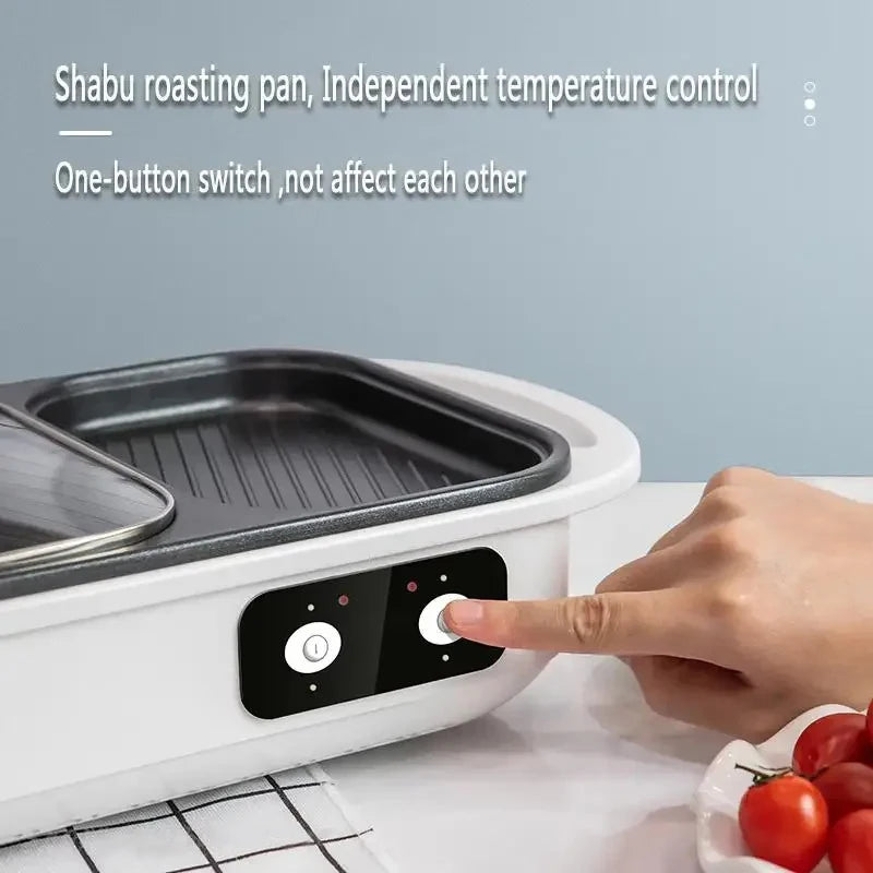 2 In 1 Electric Grill And Hot Pot Nonstick Shabu Shabu Pot