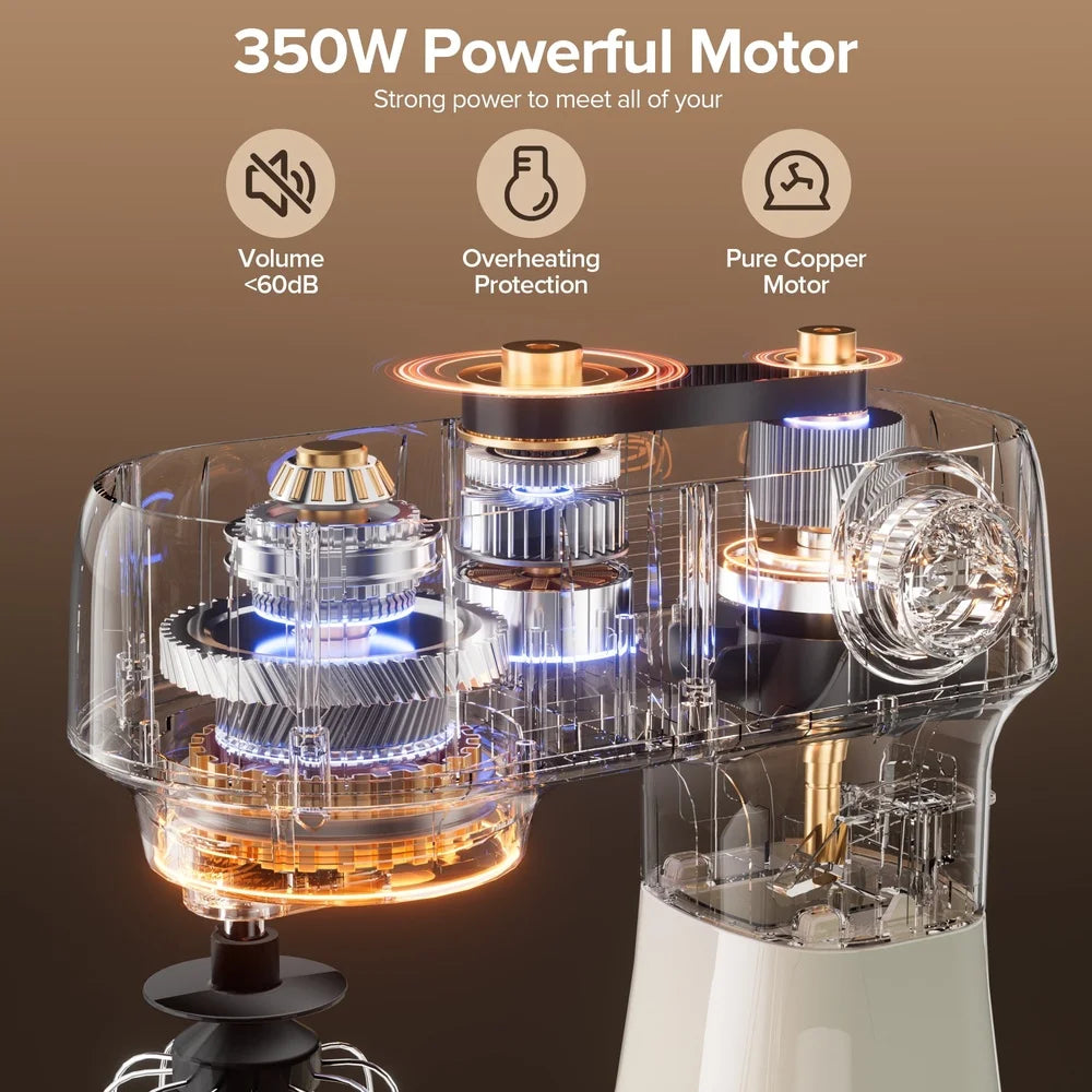 350W 12-Speed Stand Mixer with 5QT Stainless Steel Bowl Dough Hook Whisk Beater Tilt-Head Design Splash Shield Kitchen Mixer