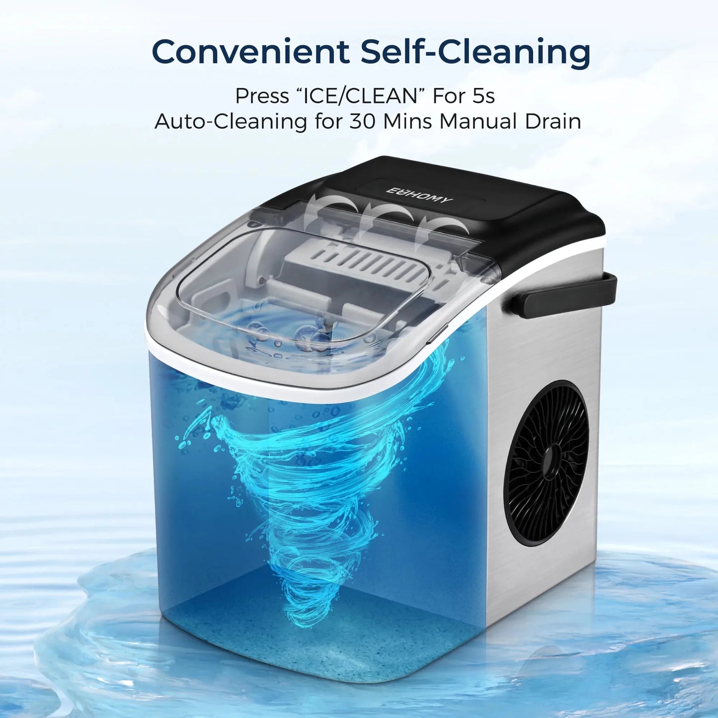 Auto-Cleaning Portable Ice Maker,Silver