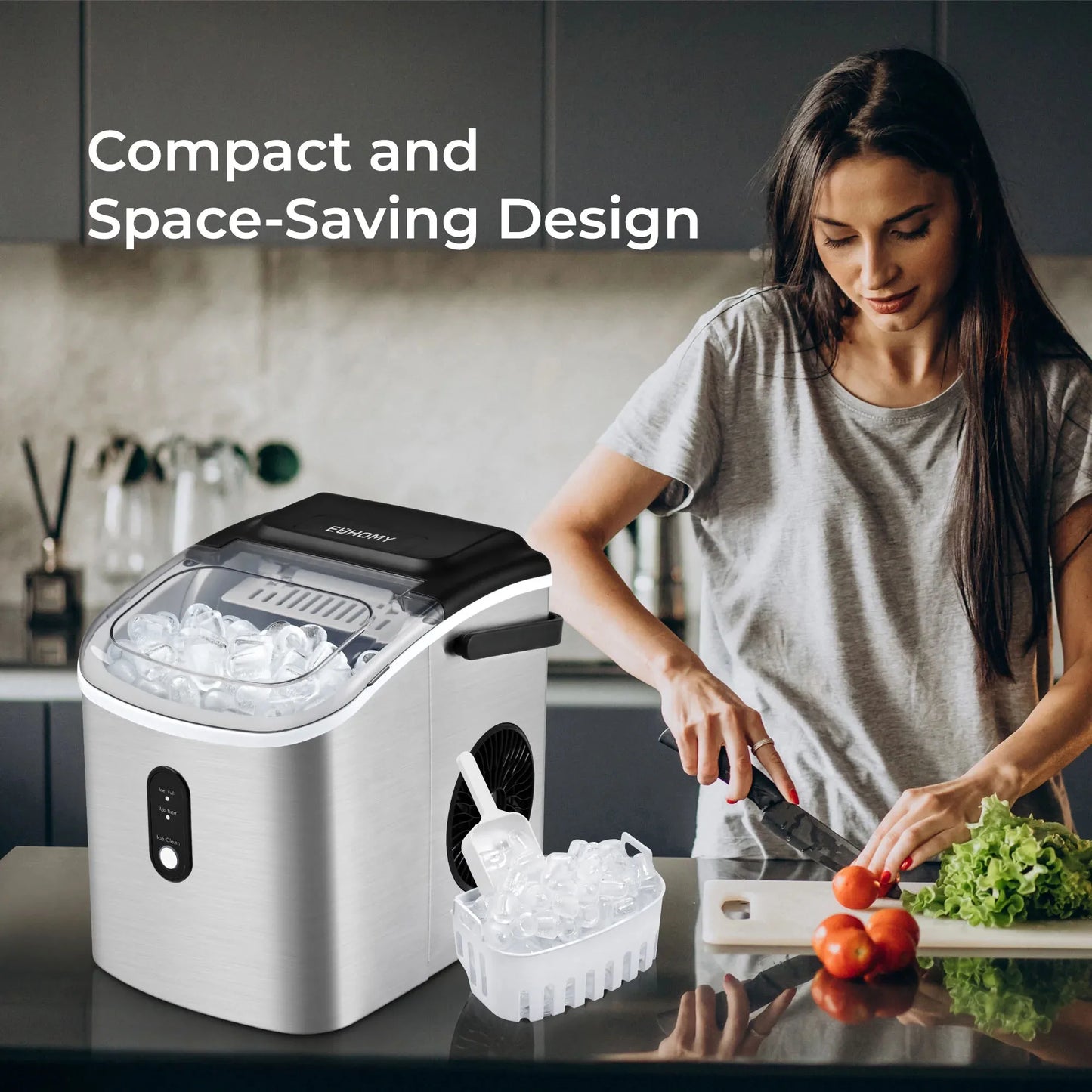 Auto-Cleaning Portable Ice Maker,Silver