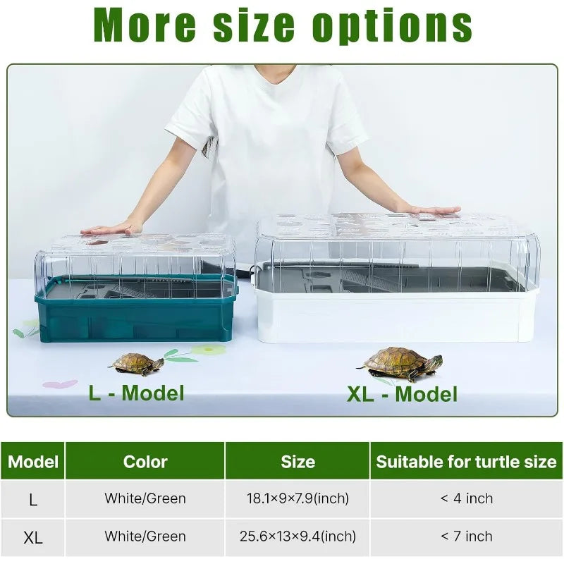 Turtle Tank with Filter-Rain Shower SPA Experience, Water Changes, and Ample Space for Activities-Suitable