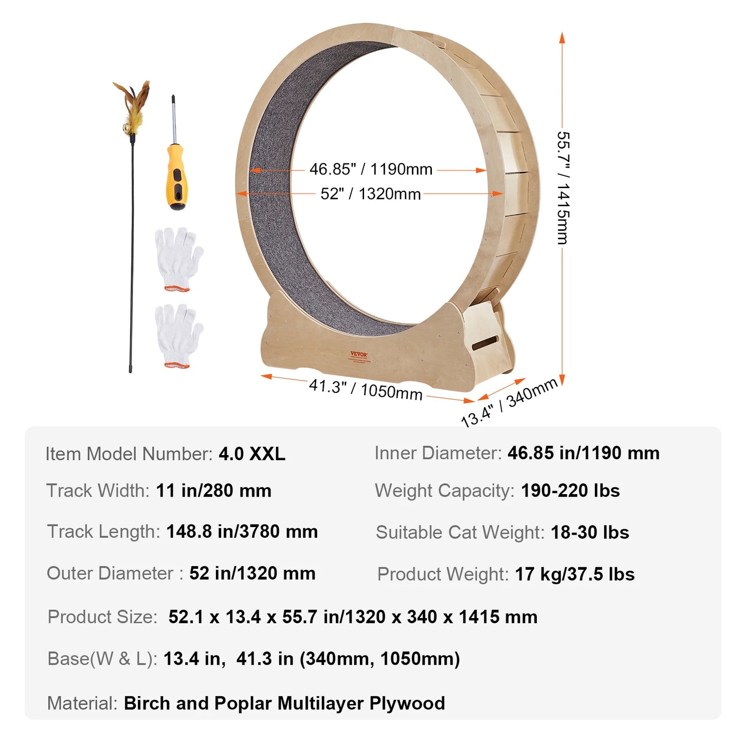 Cat Exercise Wheel Natural Wood Silent Running Toy