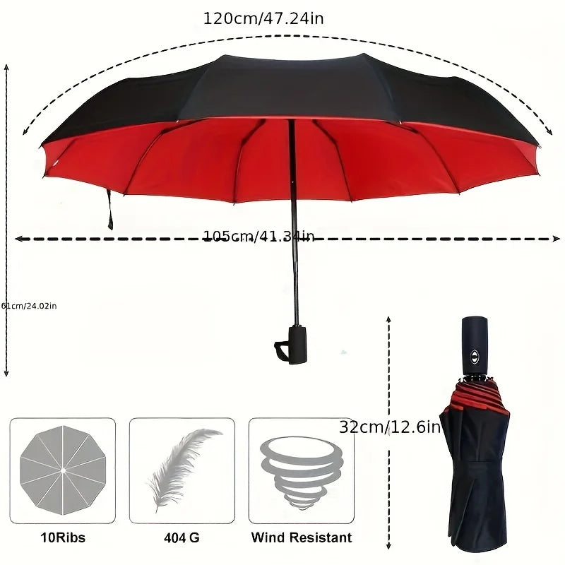 1 Piece Windproof Travel Sturdy 10 Frame Fashion Automatic Umbrella Oversized Folding Simple Design Umbrella With UV Protection