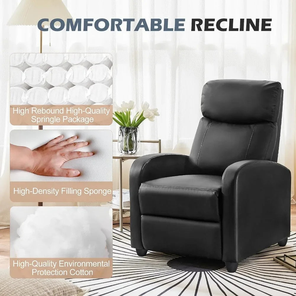 Recliner Chair Massage Reclining for Adults Comfortable PU Leather Adjustable Home Theater Seating Lounge Sofa