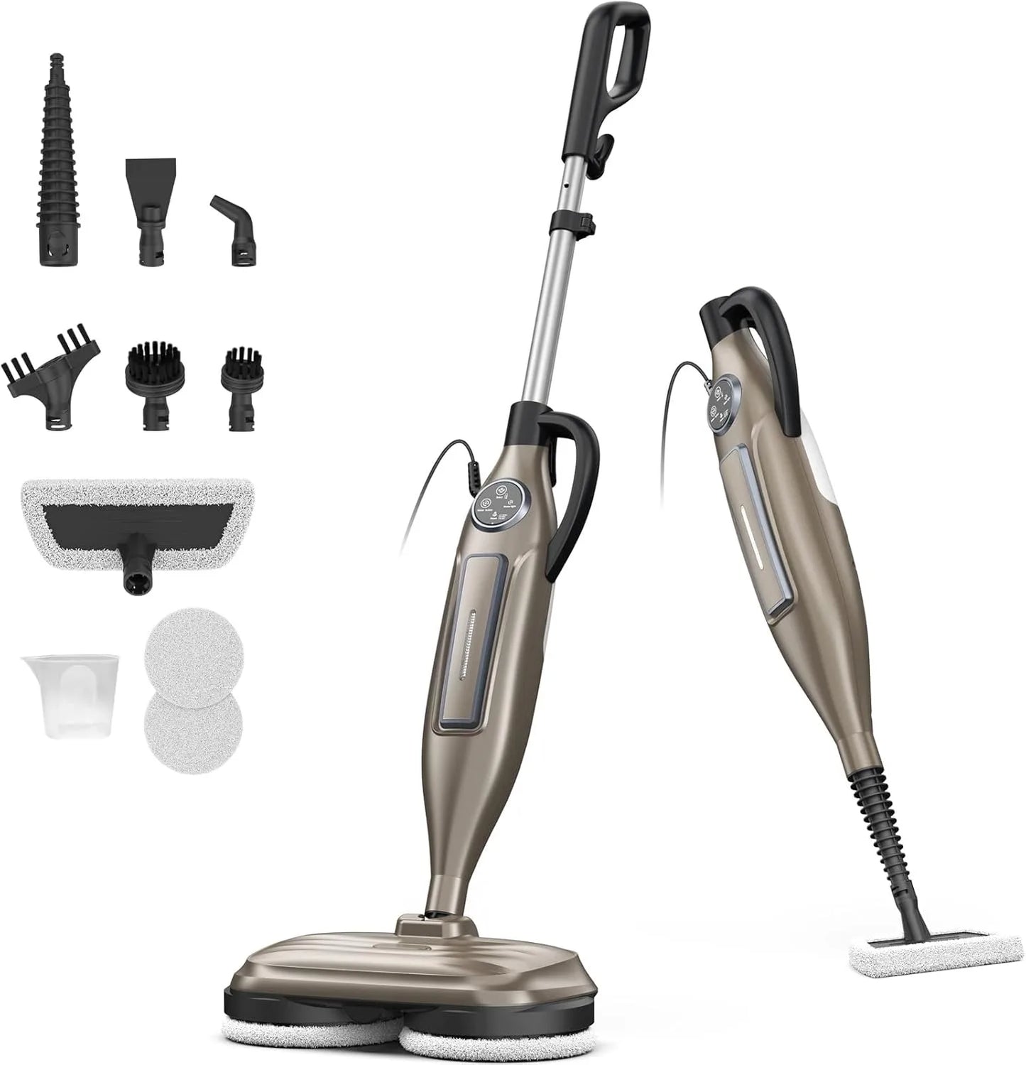 VM6 Scrubbing Steam Mop with Rotating Mop Pads 10 In 1 Lightweight Spin Mop & 3 Steam Modes & LED Headlights for Hard Floor Tile