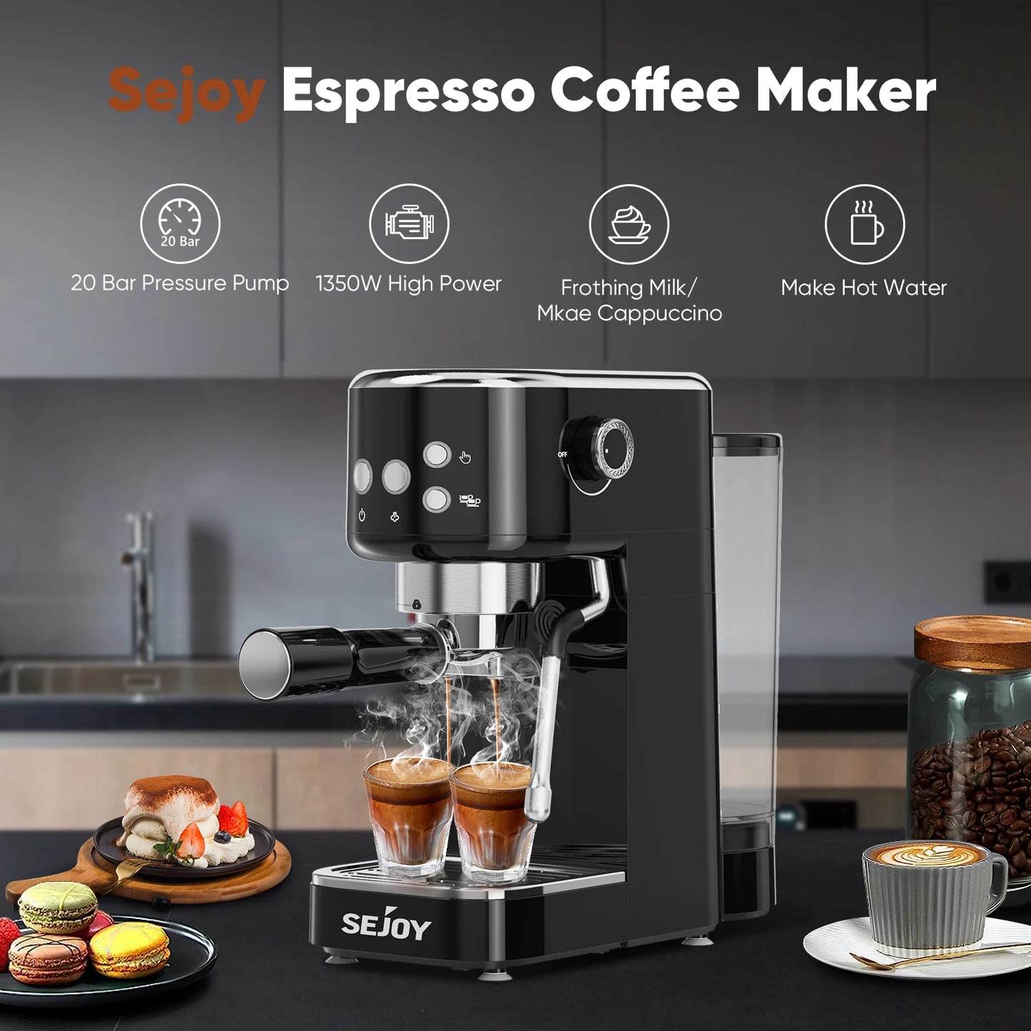 Espresso Coffee Machine 2in1  semi automatic