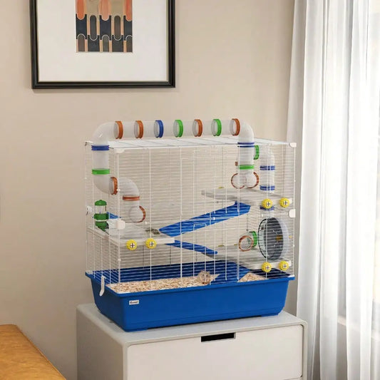 Hamster Cage, 4 Tier Rat Cage with Tunnel Tube System Blue
