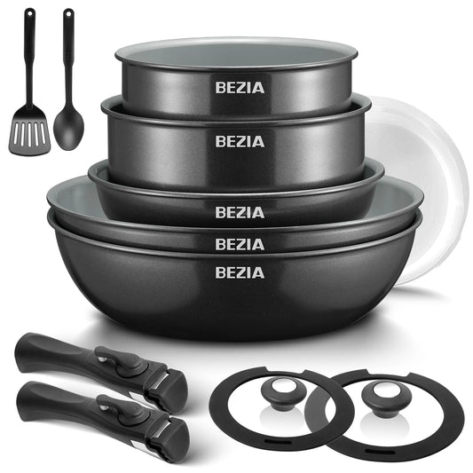 Induction Cookware with Healthy Ceramic Coating, Nonstick Pots and Pans Set 13pcs