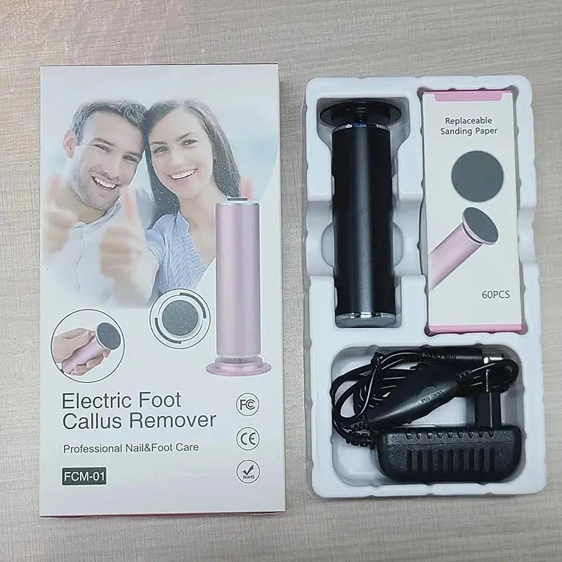 Electronic foot file pedicure sander for removing dead skin, electric callus remover with 60pcs