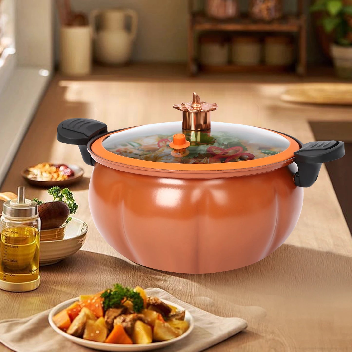 Maifan Stone Micro Pressure Cooker 8L Pumpkin Nonstick Pot