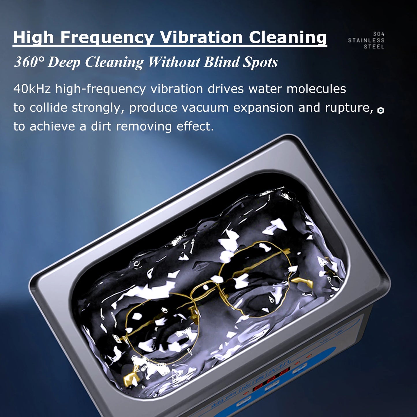 800ml Ultrasonic Cleaner 40kHz with Timer for Jewelry