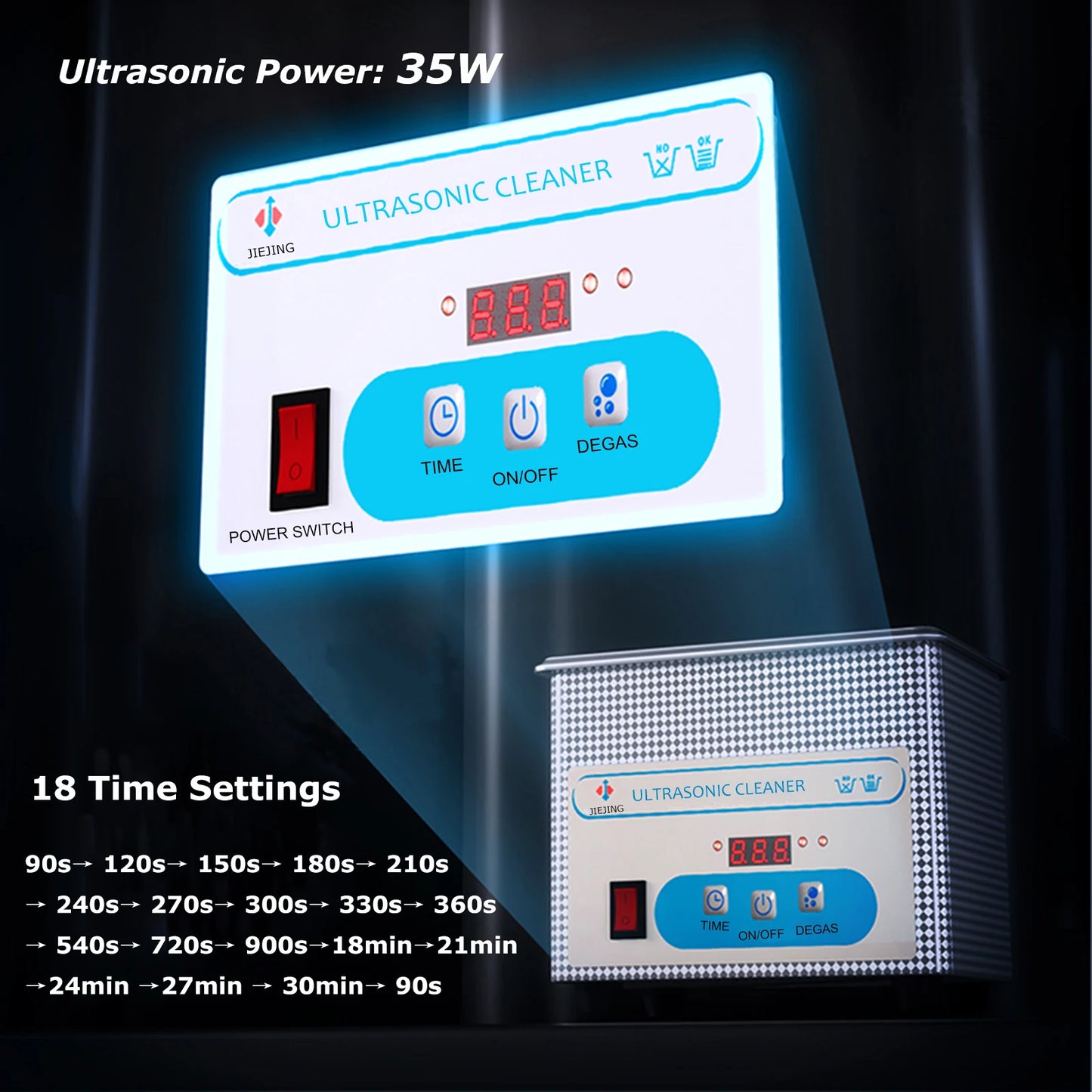 800ml Ultrasonic Cleaner 40kHz with Timer for Jewelry