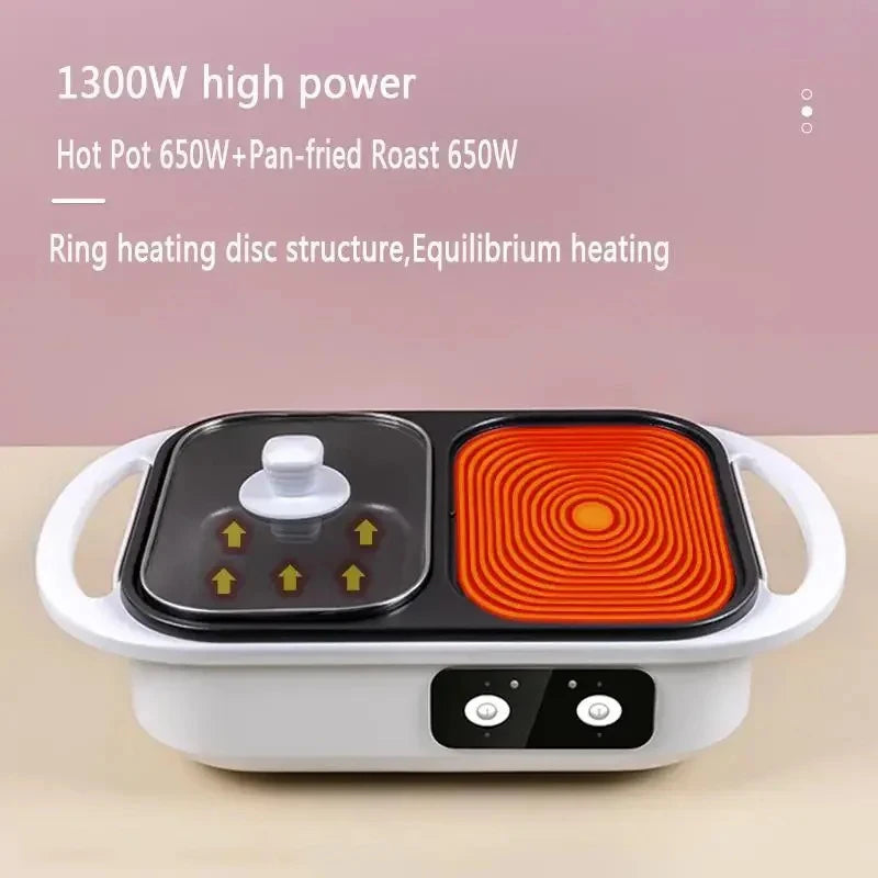 2 In 1 Electric Grill And Hot Pot Nonstick Shabu Shabu Pot