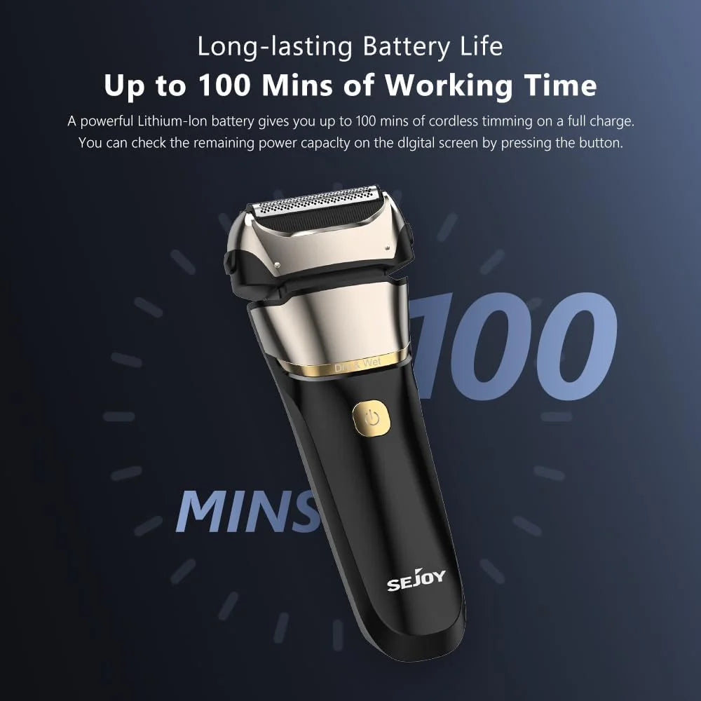 Electric Foil Shaver with 3-Blade Edge Shaving Area
