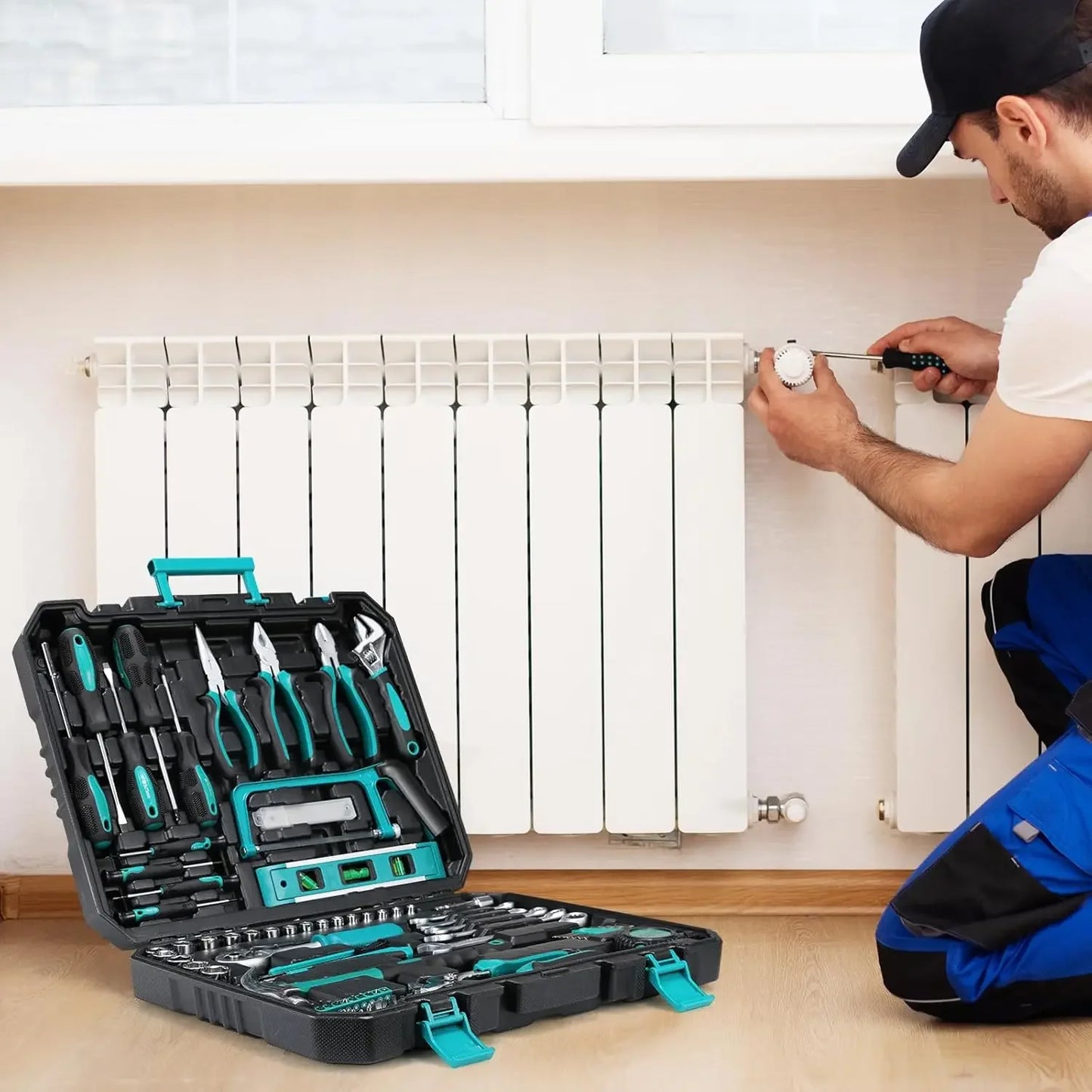 79 Piece Home Auto Repair Tool Kit with Plastic Toolbox