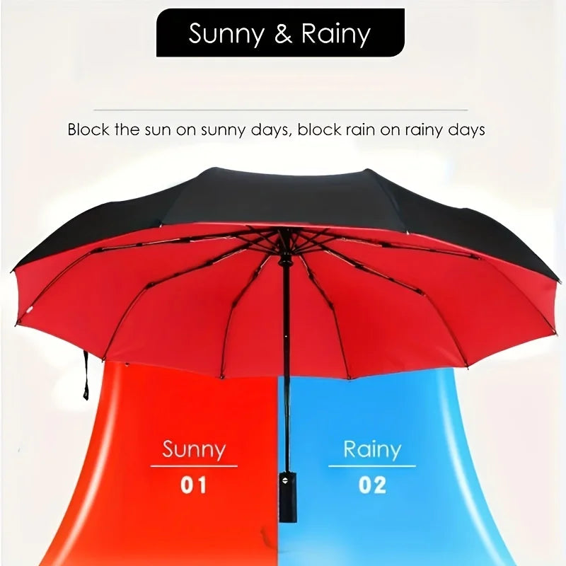 1 Piece Windproof Travel Sturdy 10 Frame Fashion Automatic Umbrella Oversized Folding Simple Design Umbrella With UV Protection