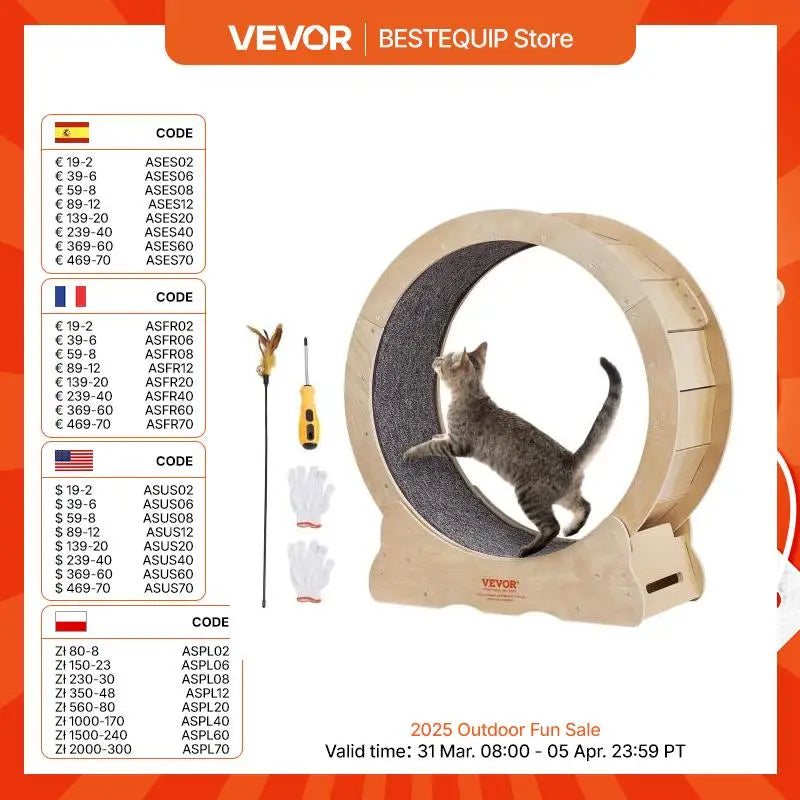 Cat Exercise Wheel Natural Wood Silent Running Toy