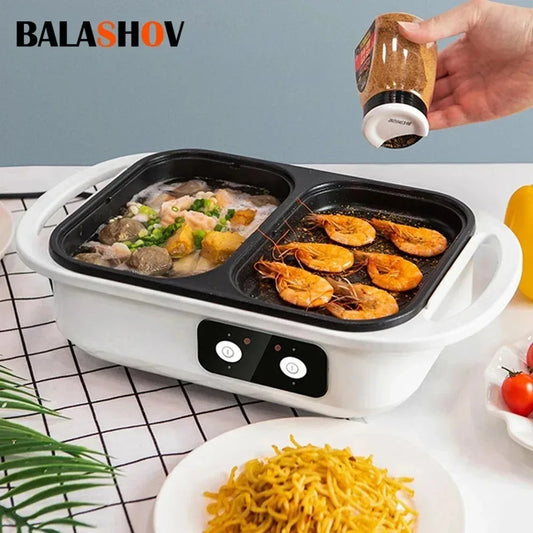 2 In 1 Electric Grill And Hot Pot Nonstick Shabu Shabu Pot