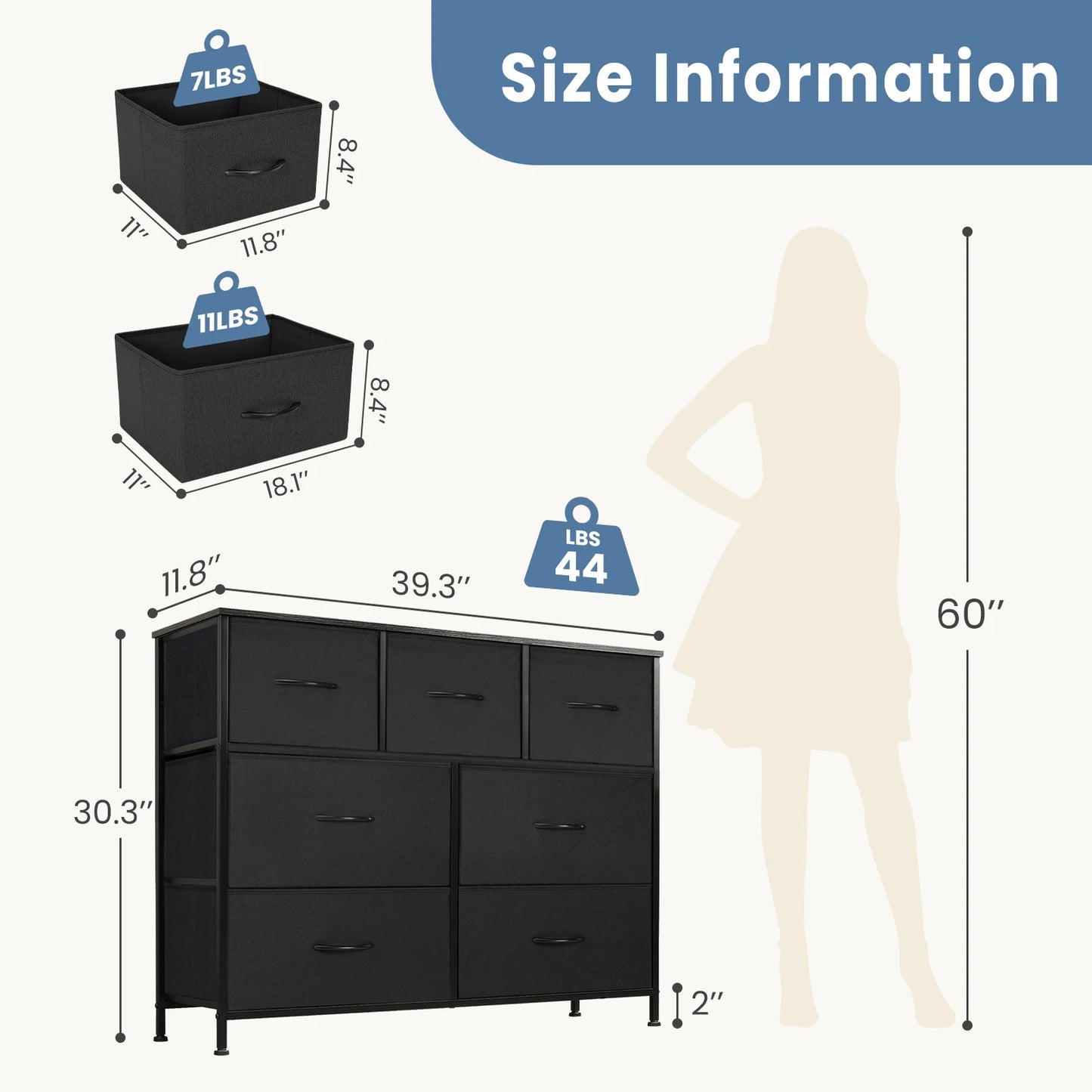 7 Fabric Drawers Organizer Storage Closet Chest