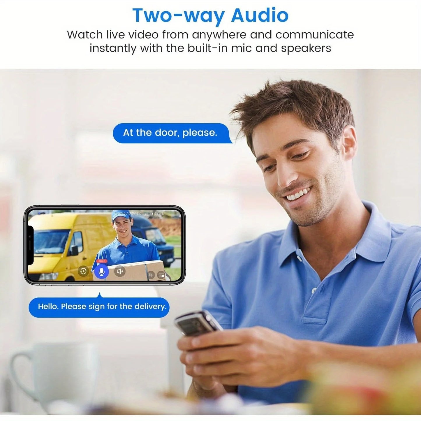 Wireless smart video doorbell 2.4GWiFi, 2-channel audio, night vision