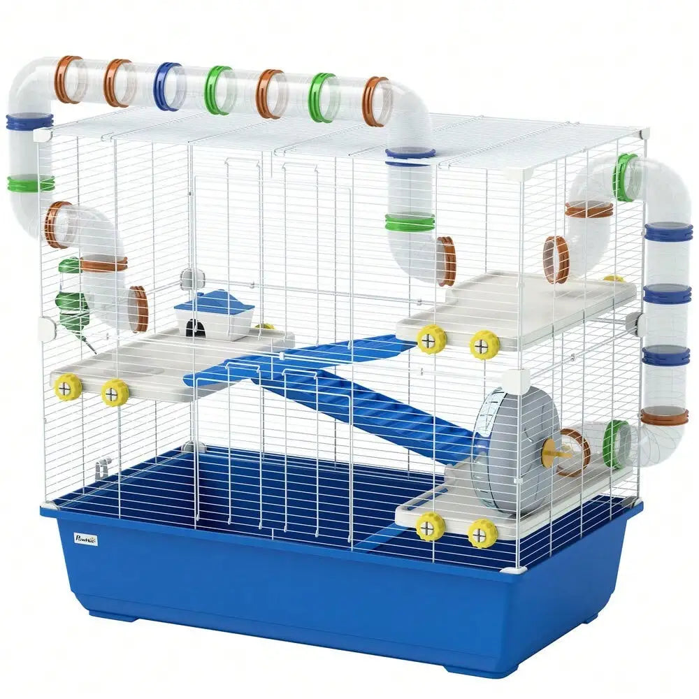 Hamster Cage, 4 Tier Rat Cage with Tunnel Tube System Blue