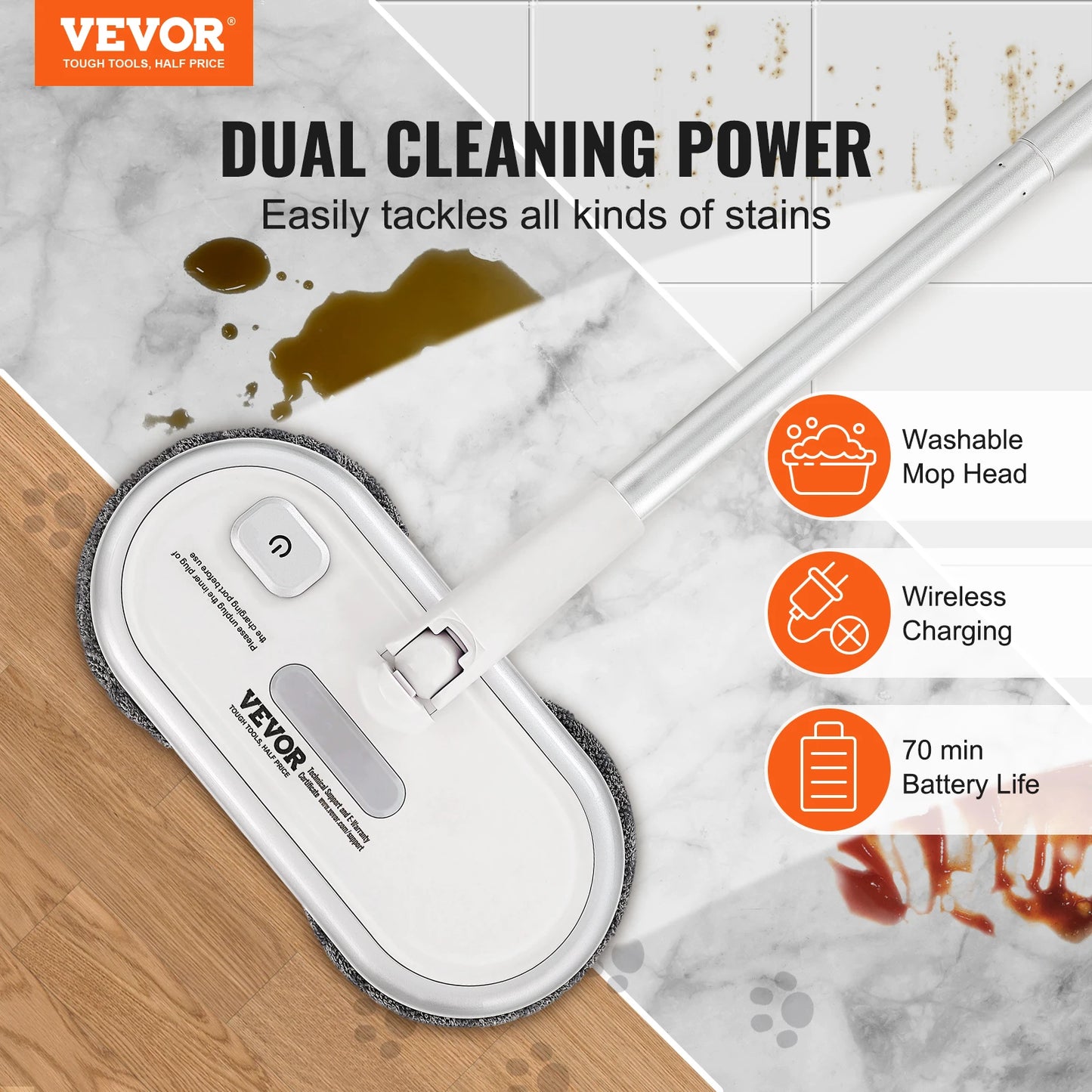 Cordless Electric Mop Up to 40/70 mins Battery