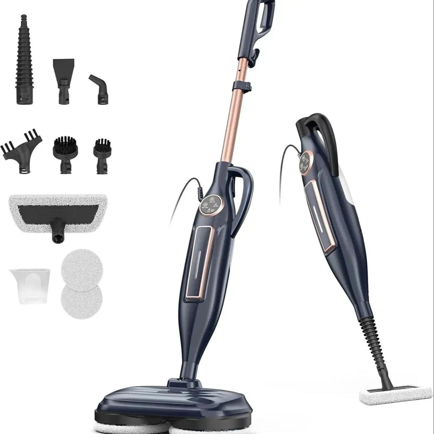 VM6 Scrubbing Steam Mop with Rotating Mop Pads 10 In 1 Lightweight Spin Mop & 3 Steam Modes & LED Headlights for Hard Floor Tile