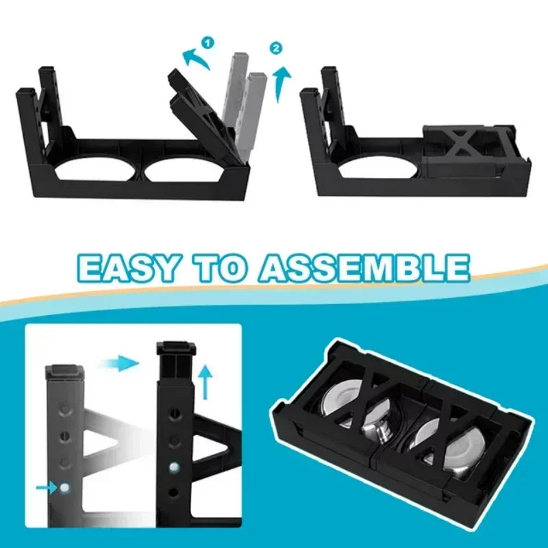 5 Height-Adjustable Raised Dog Bowl Racks with 2 Stainless Steel Food Bowls for Large Dogs and Cats Black