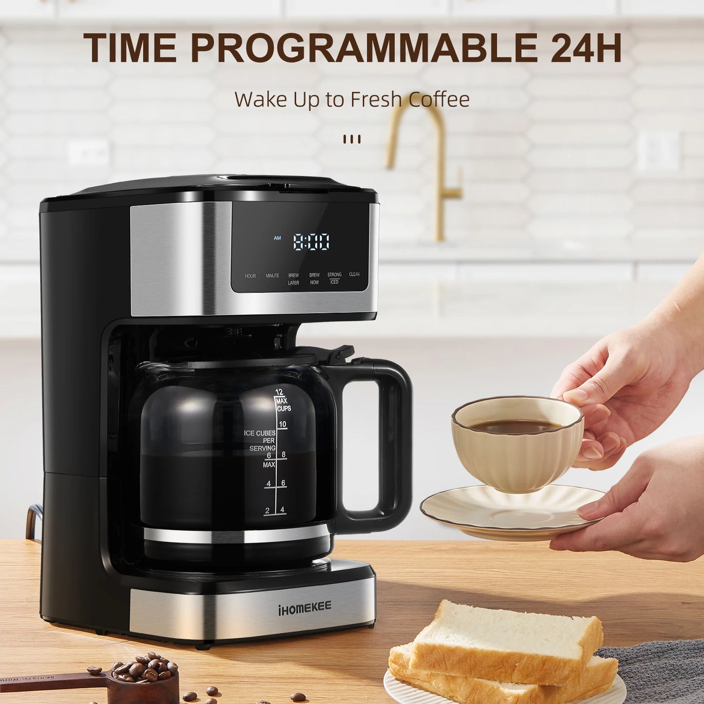 Coffee Machine with Iced Coffee Function, Touch Screen, Regular & Strong Brew