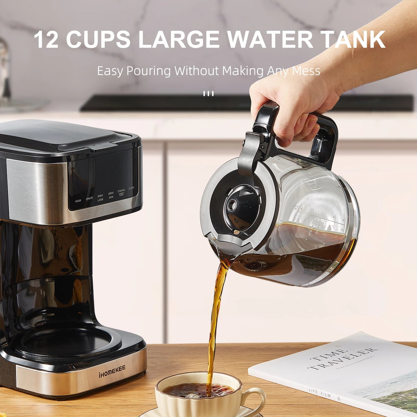 Coffee Machine with Iced Coffee Function, Touch Screen, Regular & Strong Brew