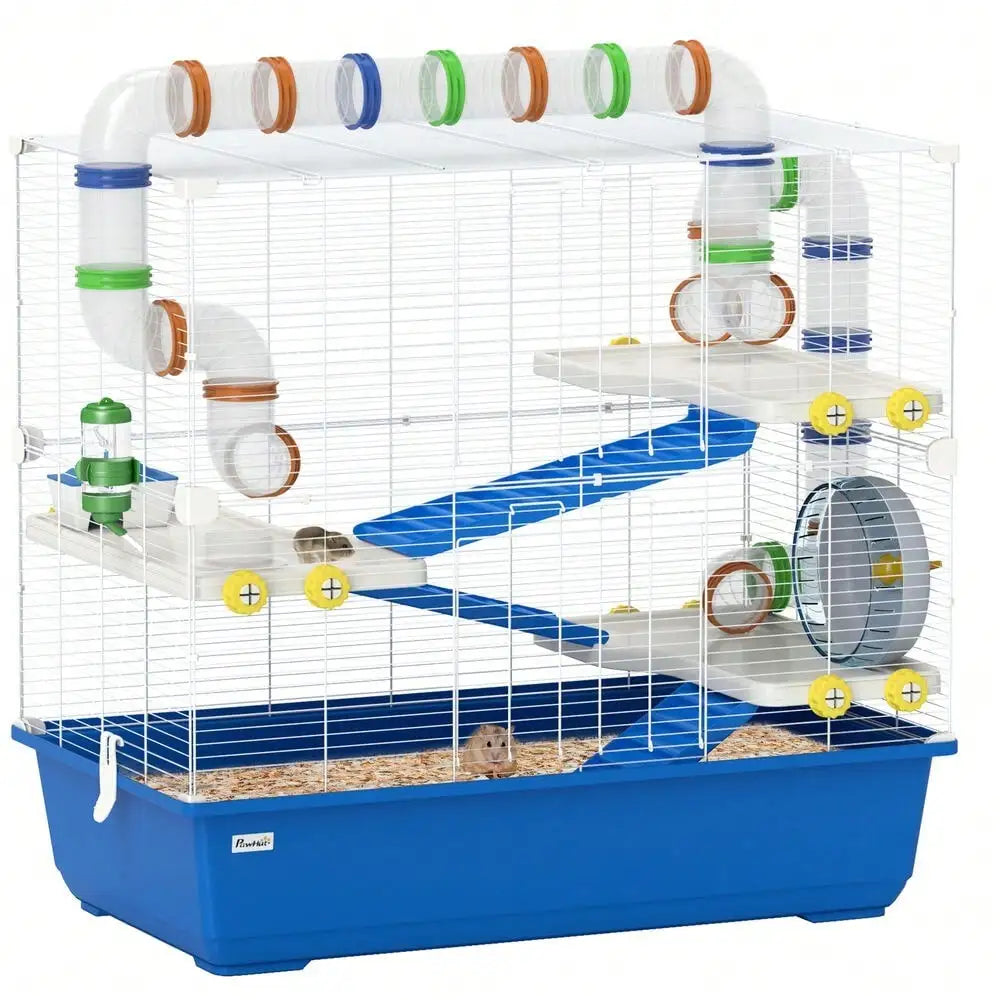 Hamster Cage, 4 Tier Rat Cage with Tunnel Tube System Blue