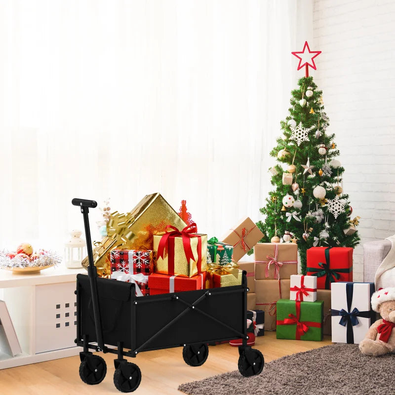 Black Small Handcart Outdoor Garden Folding Collapsible Cart