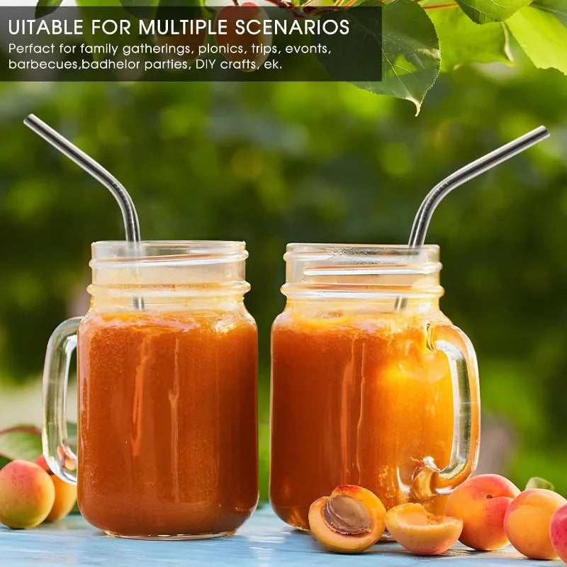 9 Pack 16 Oz Mason Jar with Bamboo Lid and Straw